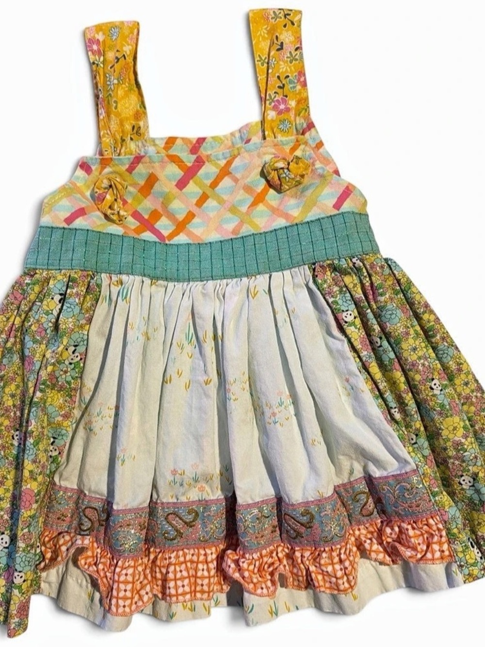 RARE HTF Matilda Jane Platinum Mixed Print Panda Dress - Size 2 (LE 6/10) - EUC